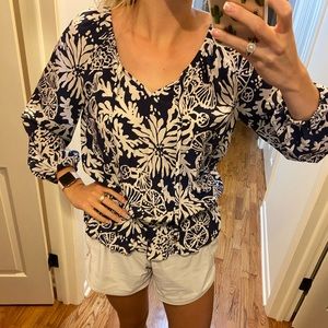 Lilly Pulitzer Navy and White Top